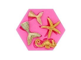 Molde silicona 4 figuras marinas